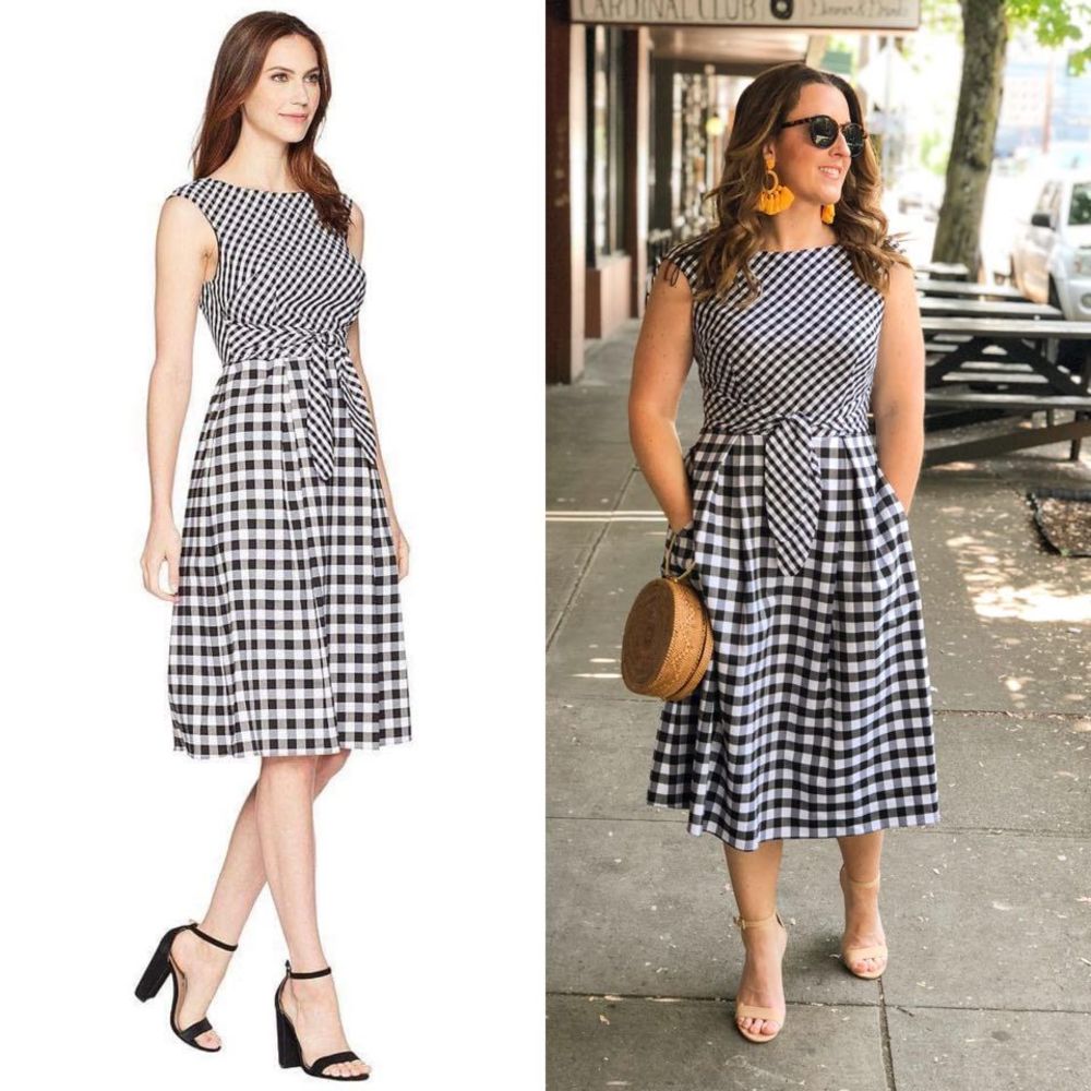 Adrianna Papell Gingham Fit & Flare Midi Dress
